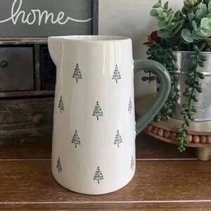 New Boho Farmhouse Ceramic Green Tree Pitcher
